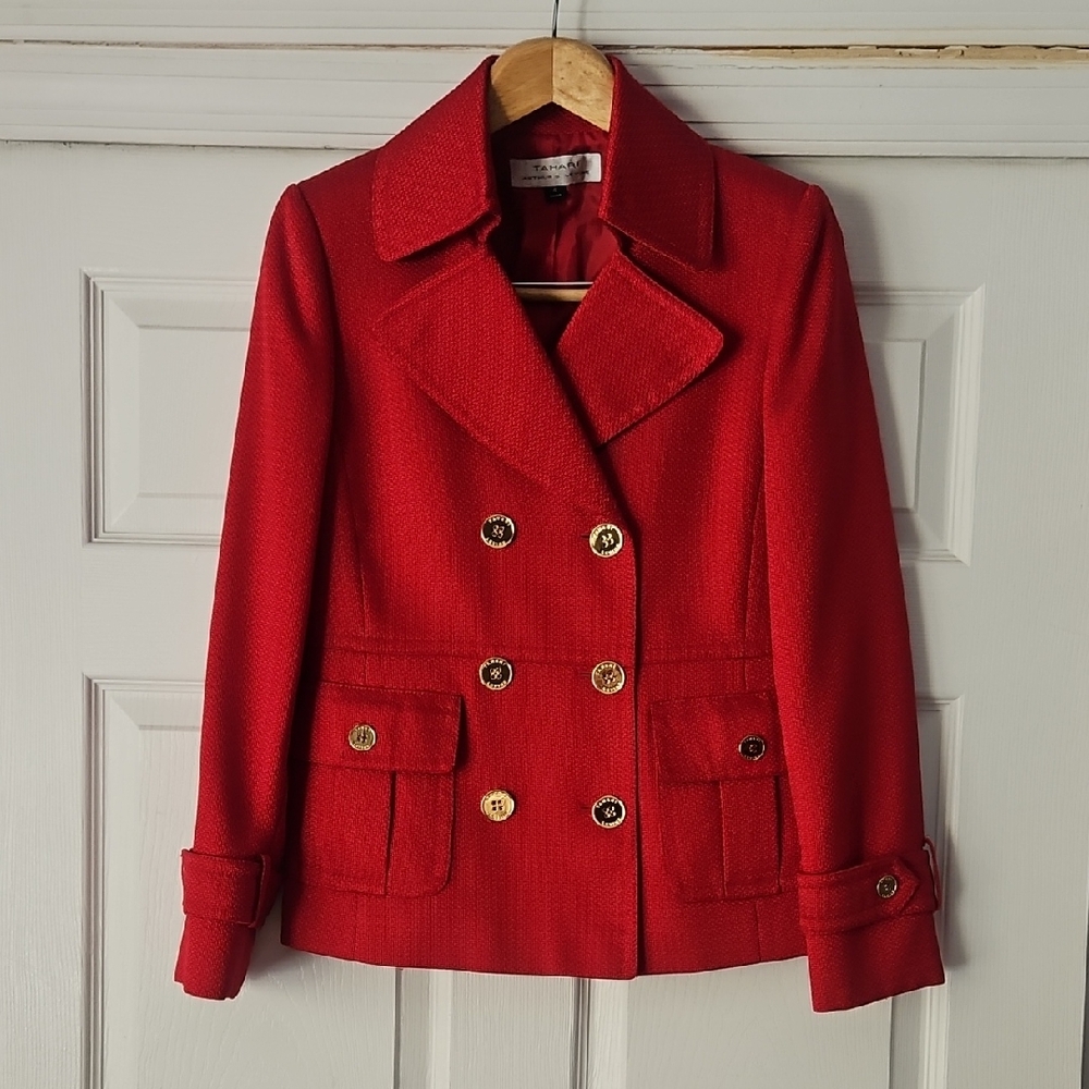 Women's Red Double-Breasted Jacket